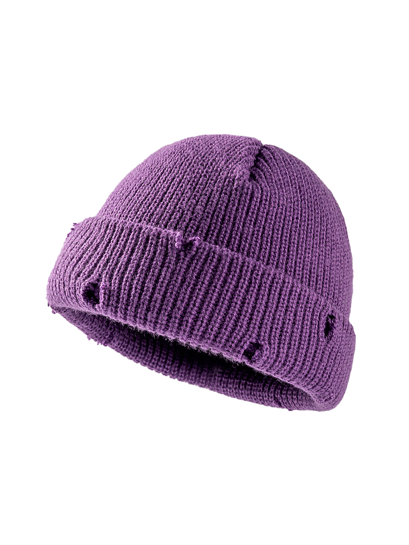 Distressed Cuffed Knit Beanie - FunTakers
