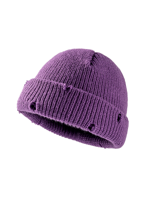 Distressed Cuffed Knit Beanie - FunTakers