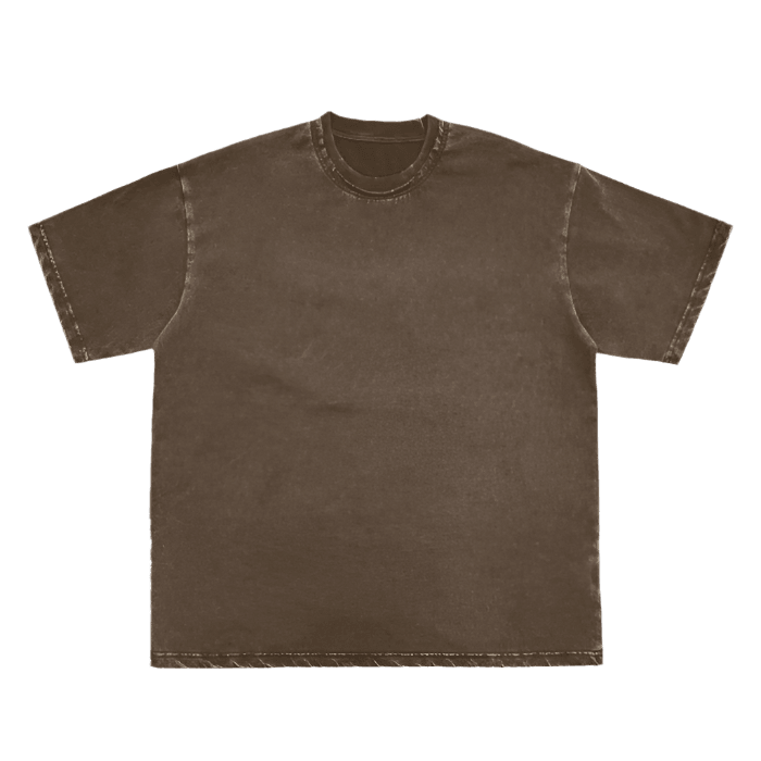 Double Neckline Scattered Edge Frayed Vintage Washed Tee - FunTakers