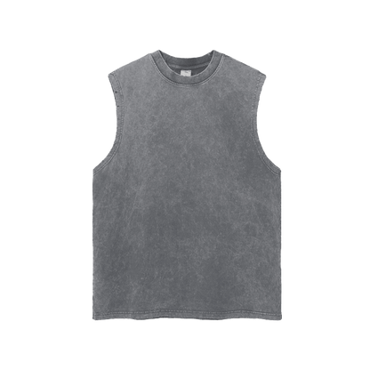 Snow Washed Frayed Hem Tank Top