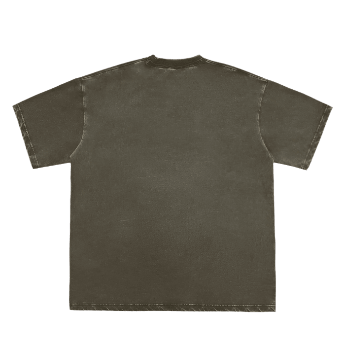 Double Neckline Scattered Edge Frayed Vintage Washed Tee - FunTakers