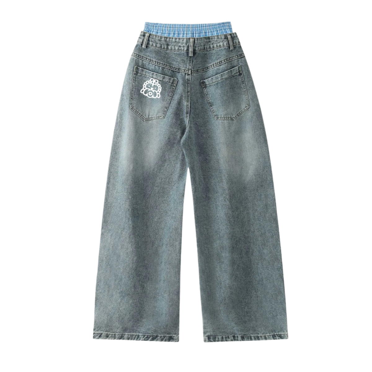 Double Waisted Wide Leg Jeans - FunTakers