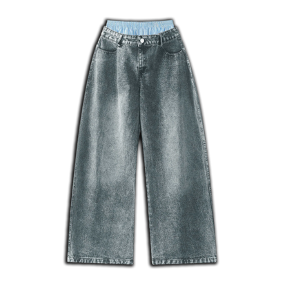 Double Waisted Wide Leg Jeans