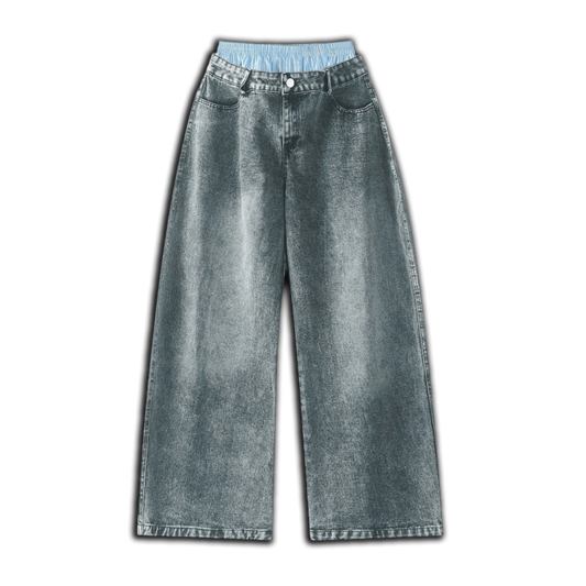 Double Waisted Wide Leg Jeans