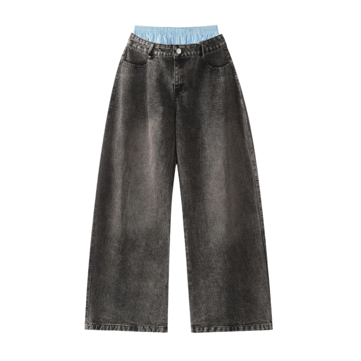 Double Waisted Wide Leg Jeans - FunTakers