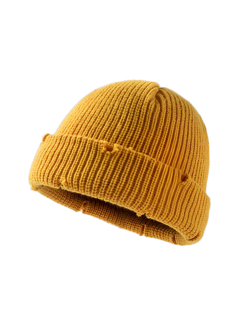 Distressed Cuffed Knit Beanie - FunTakers