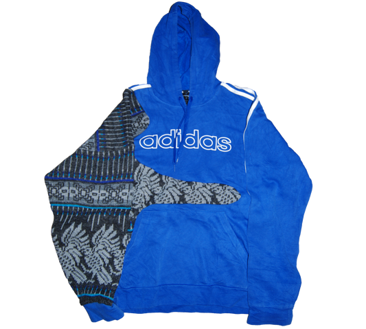 Blue Adidas 3-Stripe Hoodie With Coogi Arm