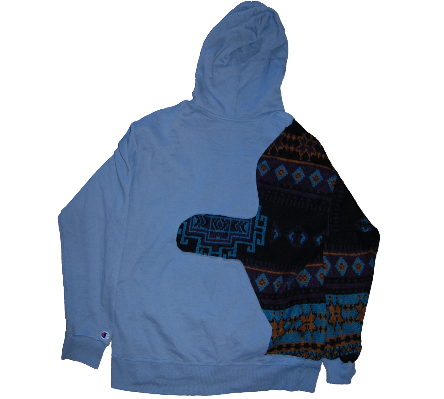 Baby Blue Chamion Hoodie With Coogi Arm