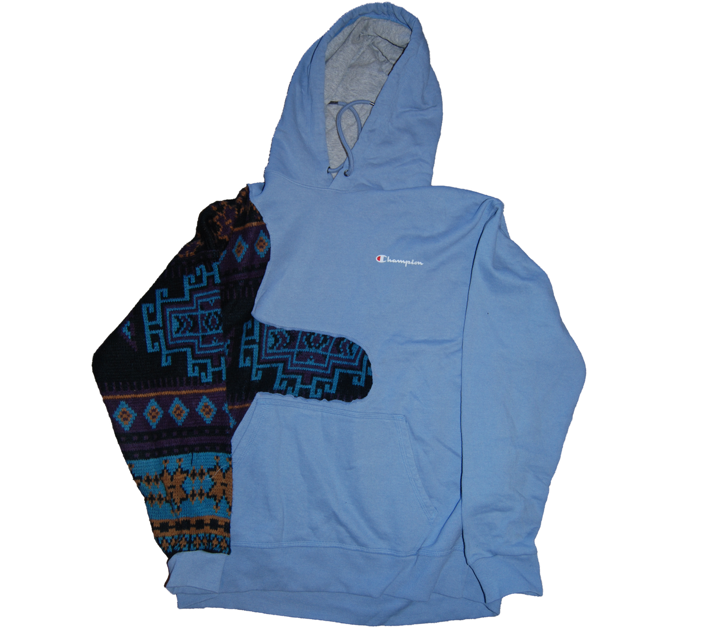 Baby Blue Chamion Hoodie With Coogi Arm