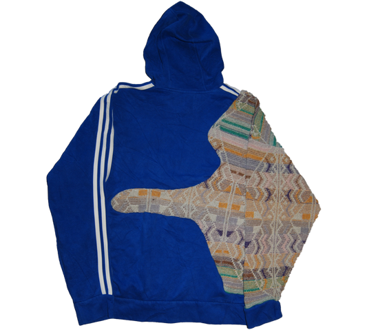 Blue Adidas 3-Stripe, colorful coogi arm