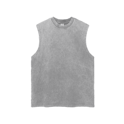 Snow Washed Frayed Hem Tank Top