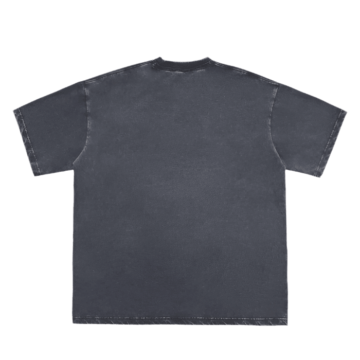 Double Neckline Scattered Edge Frayed Vintage Washed Tee - FunTakers