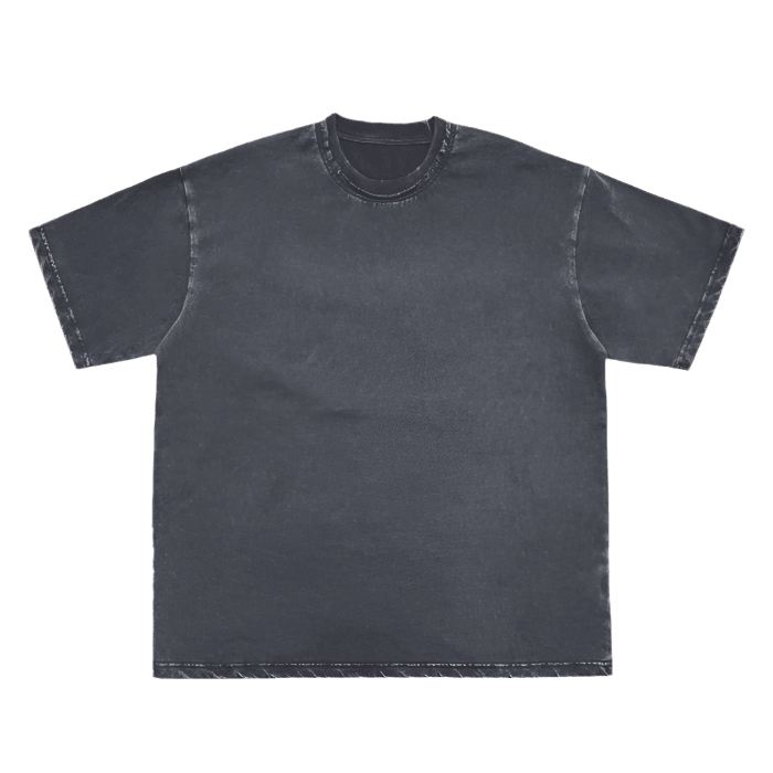 Double Neckline Scattered Edge Frayed Vintage Washed Tee - FunTakers