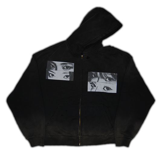 Eyes For Fun Hand-Frayed Zip-Up