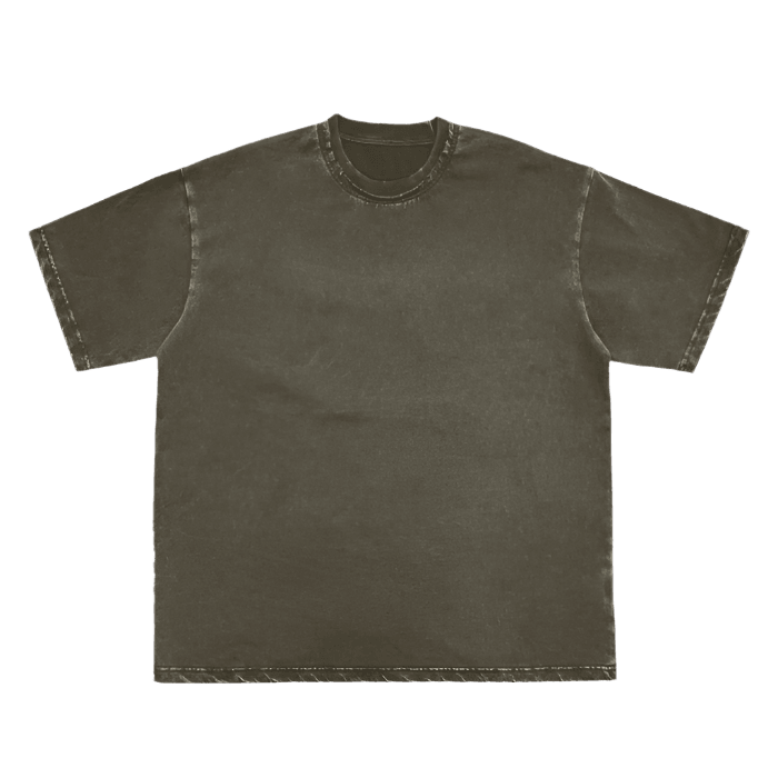 Double Neckline Scattered Edge Frayed Vintage Washed Tee - FunTakers