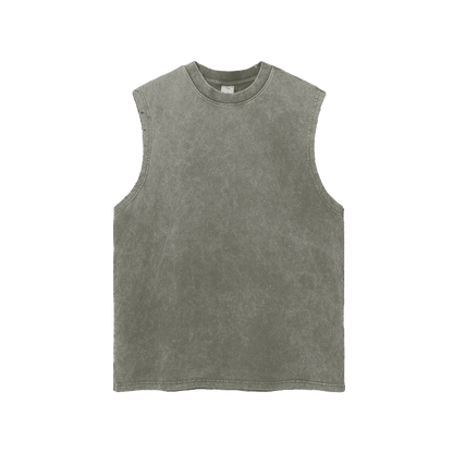 Snow Washed Frayed Hem Tank Top