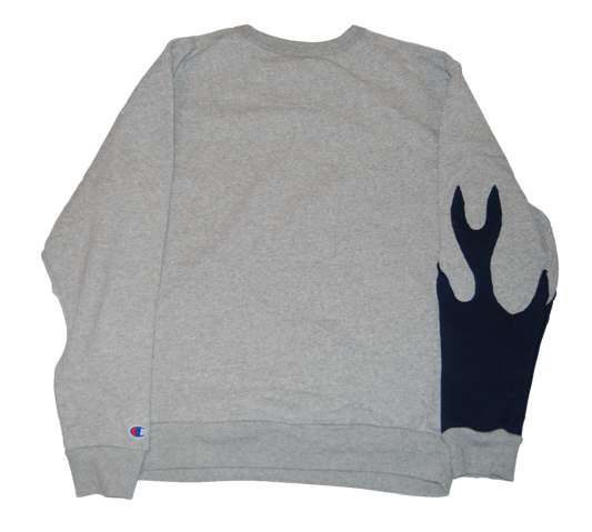 Gray Champion Sweater With Blue Flame effect