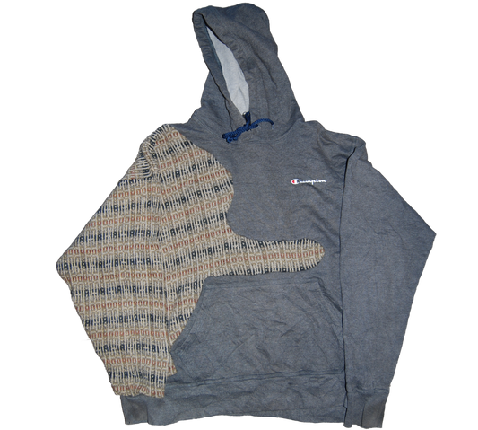 Gray Champion Hoodie with tile coogi arm