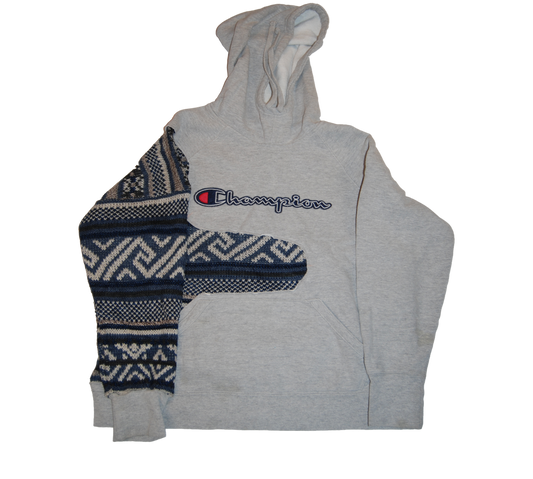 Gray Champion Hoodie with Blue Aztec Coogi Arm